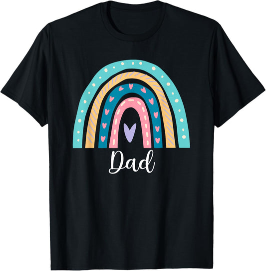 Dad Boho Rainbow Family Matching Birthday Father's day T-Shirt - T-Shirt | Black