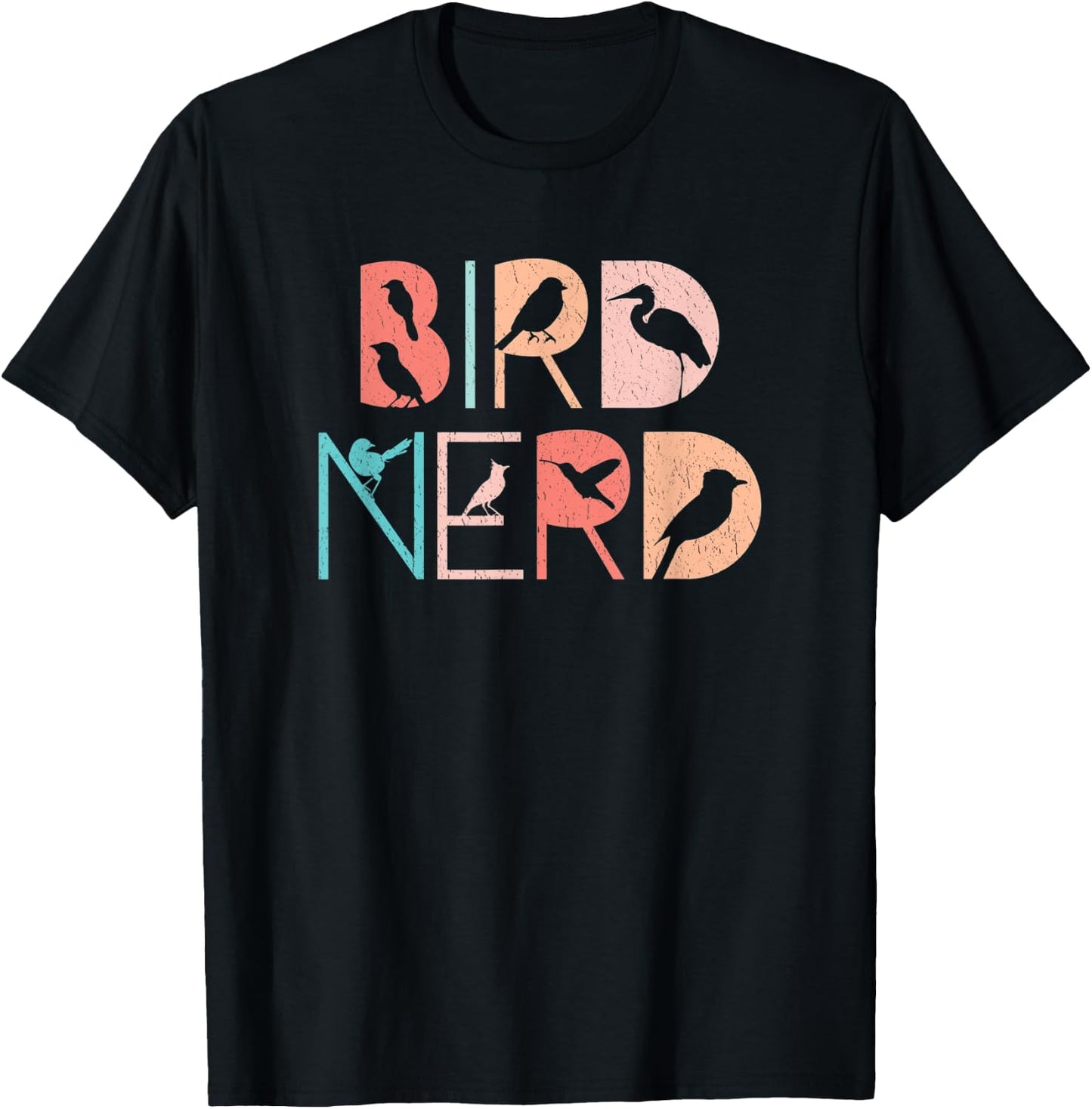 Bird Nerd - Retro Bird Watching T-Shirt - T-Shirt | Black