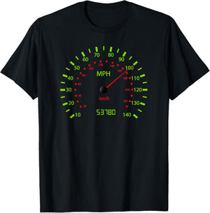 Odometer Car Race High Speed T shirt Motorcycle Bicycle T-Shirt - T-Shirt | Black