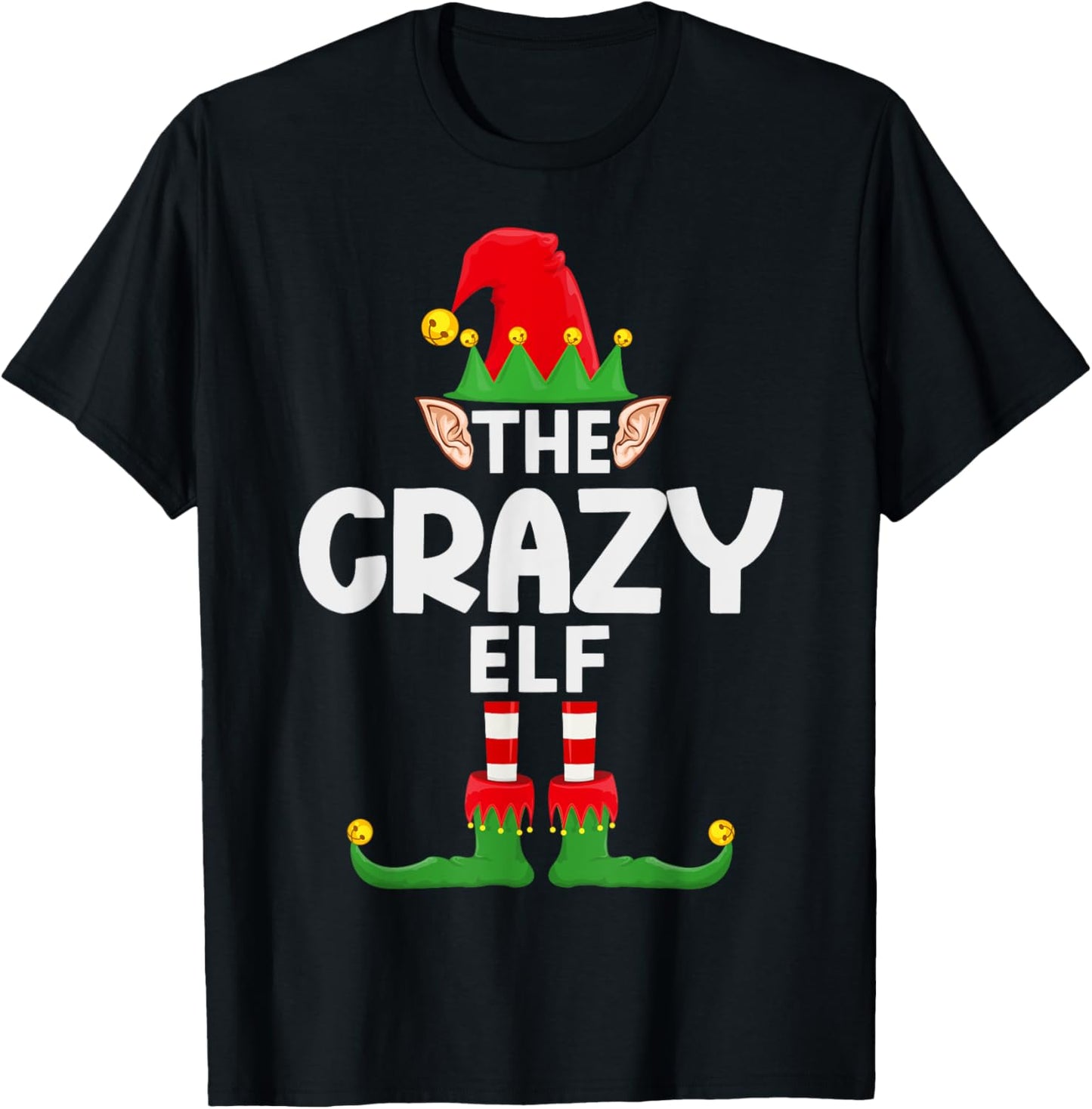 The Crazy Elf Family Christmas Pajama Party T-Shirt - T-Shirt | Black