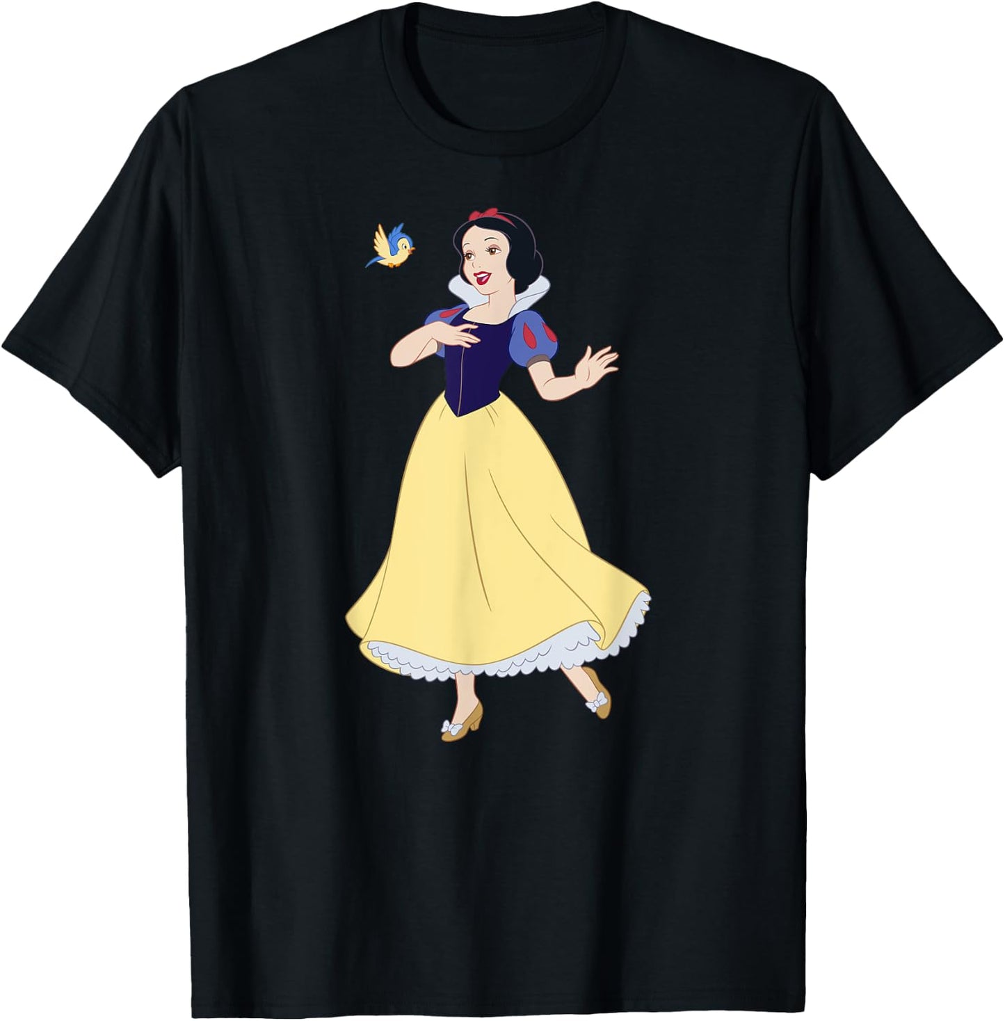 with Princess Snow White Singing Bird Design, blue T-Shirt - T-Shirt | Black
