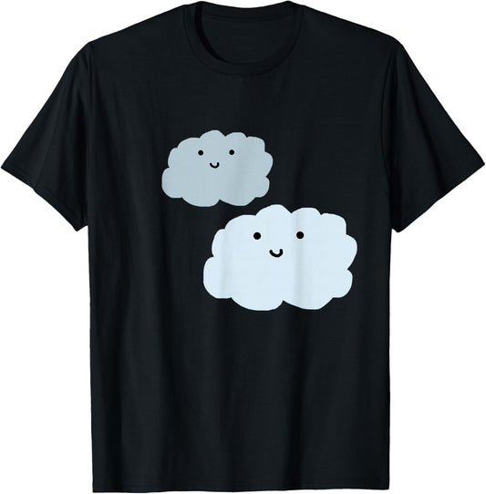 Two Smiling Blue Clouds Fun T-Shirt - T-Shirt | Black