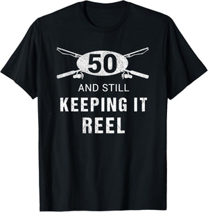 Funny Fishing 50th Birthday Gift Fisherman Shirt 50 Year Old T-Shirt - T-Shirt | Black