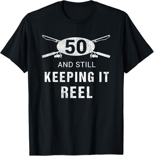 Funny Fishing 50th Birthday Gift Fisherman Shirt 50 Year Old T-Shirt - T-Shirt | Black