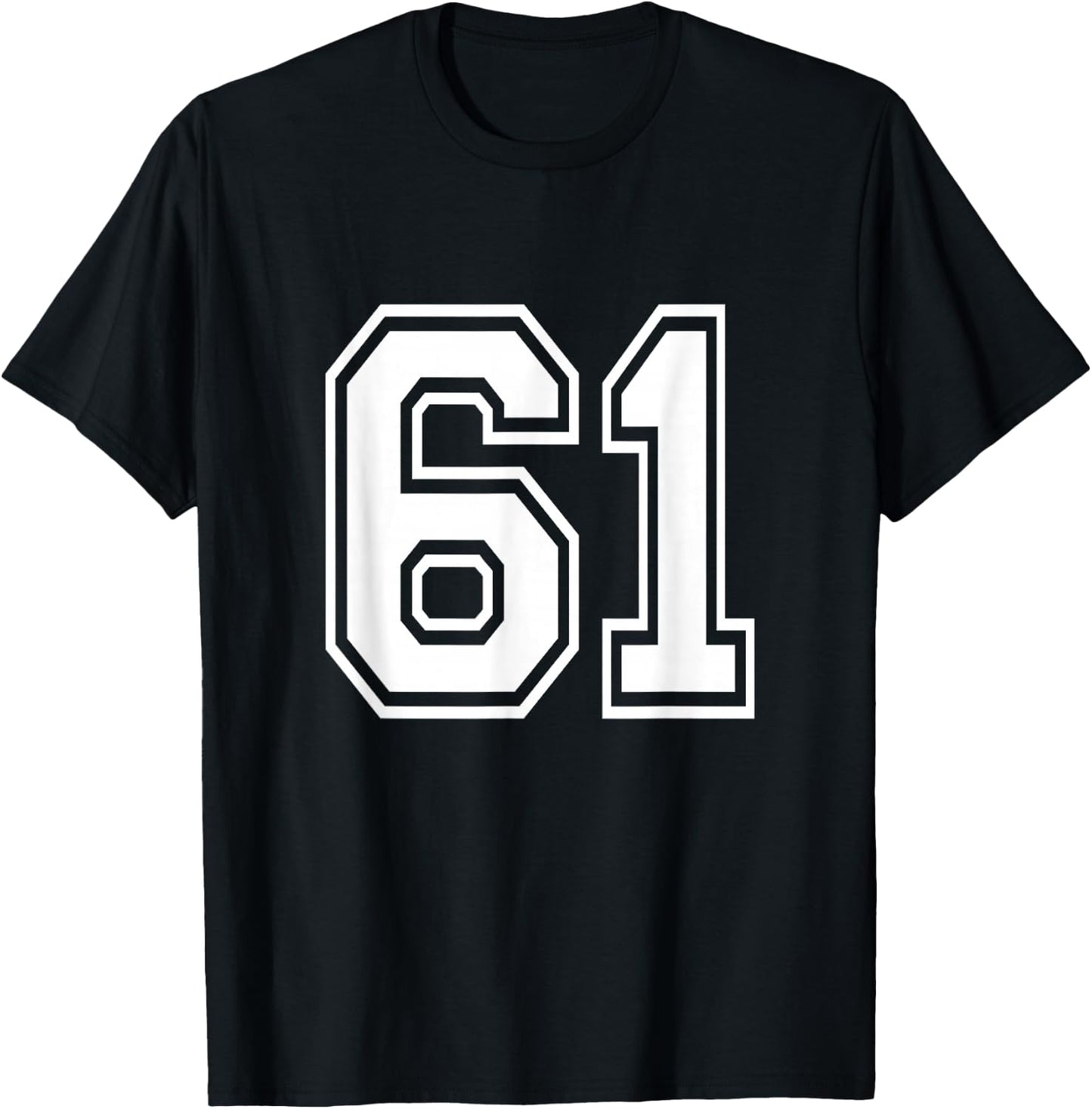 Number 61 Varsity Sports Team Jersey 61st Birthday 60 Years T-Shirt - T-Shirt | Black