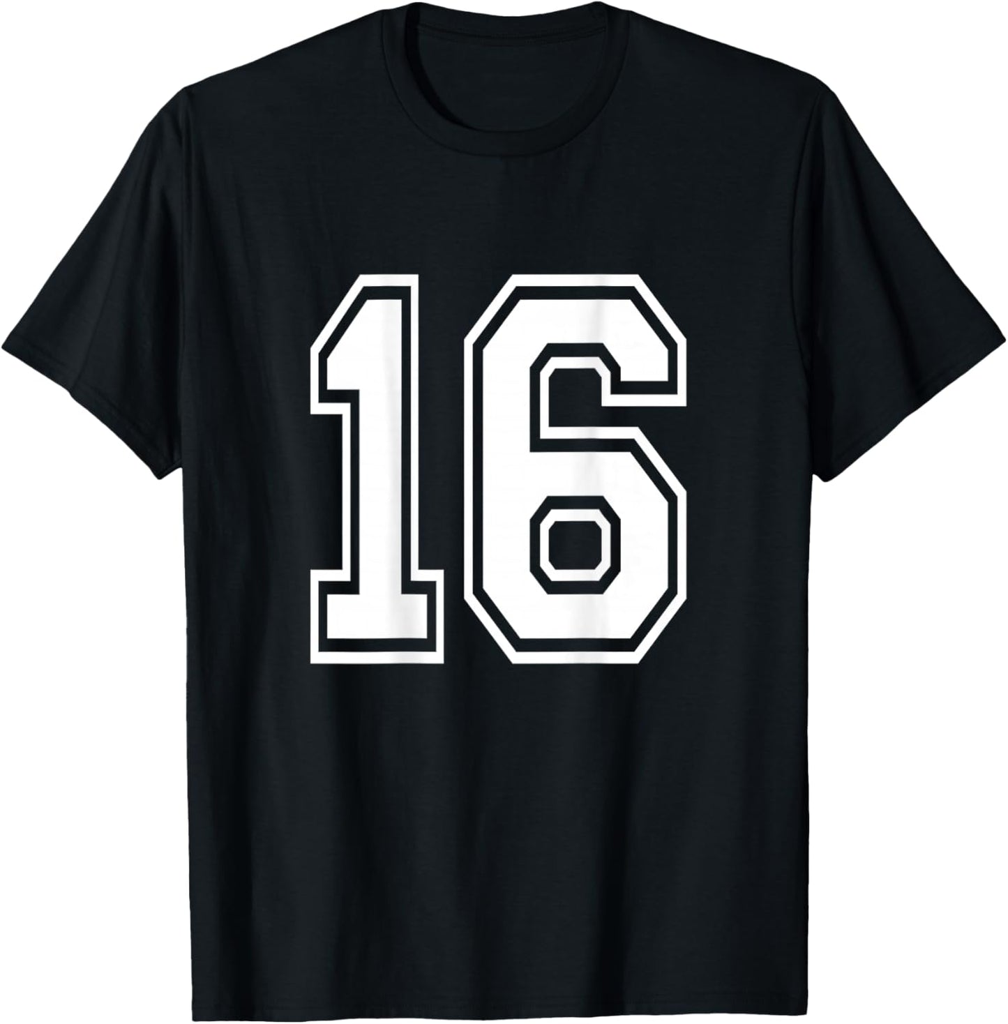 Number 16 Shirt Sports Player Number BACK of Shirt T-Shirt - T-Shirt | Black
