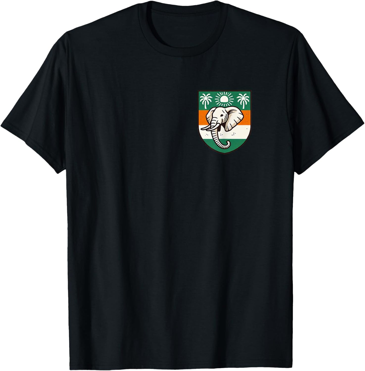 Ivory Coast Pocket Wear Ivorian Elephant Flag T-Shirt - T-Shirt | Black