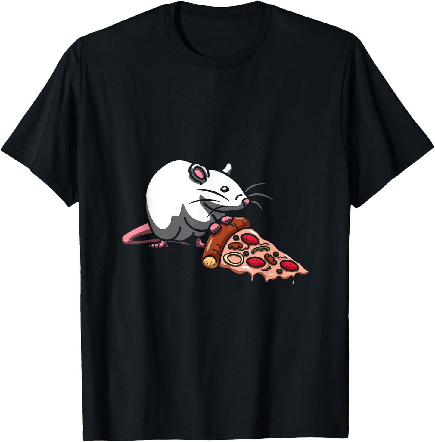 Mouse Rat Italian Dish Pizzetta Baker Foodie Pizza T-Shirt - T-Shirt | Black