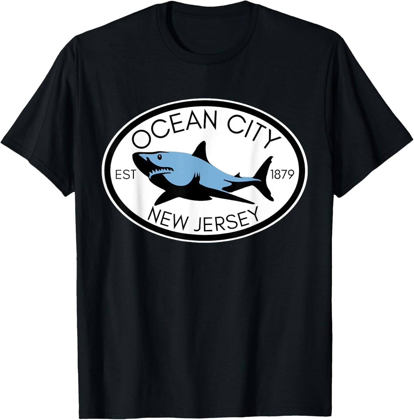 Ocean City New Jersey Fishing Shark Fish Beach Boating NJ Men Women Girls Kids T-Shirt - T-Shirt | Black