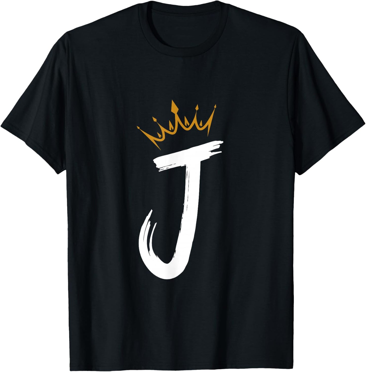 Queen King Letter J - Favorite Letter With Crown Alphabet T-Shirt - T-Shirt | Black