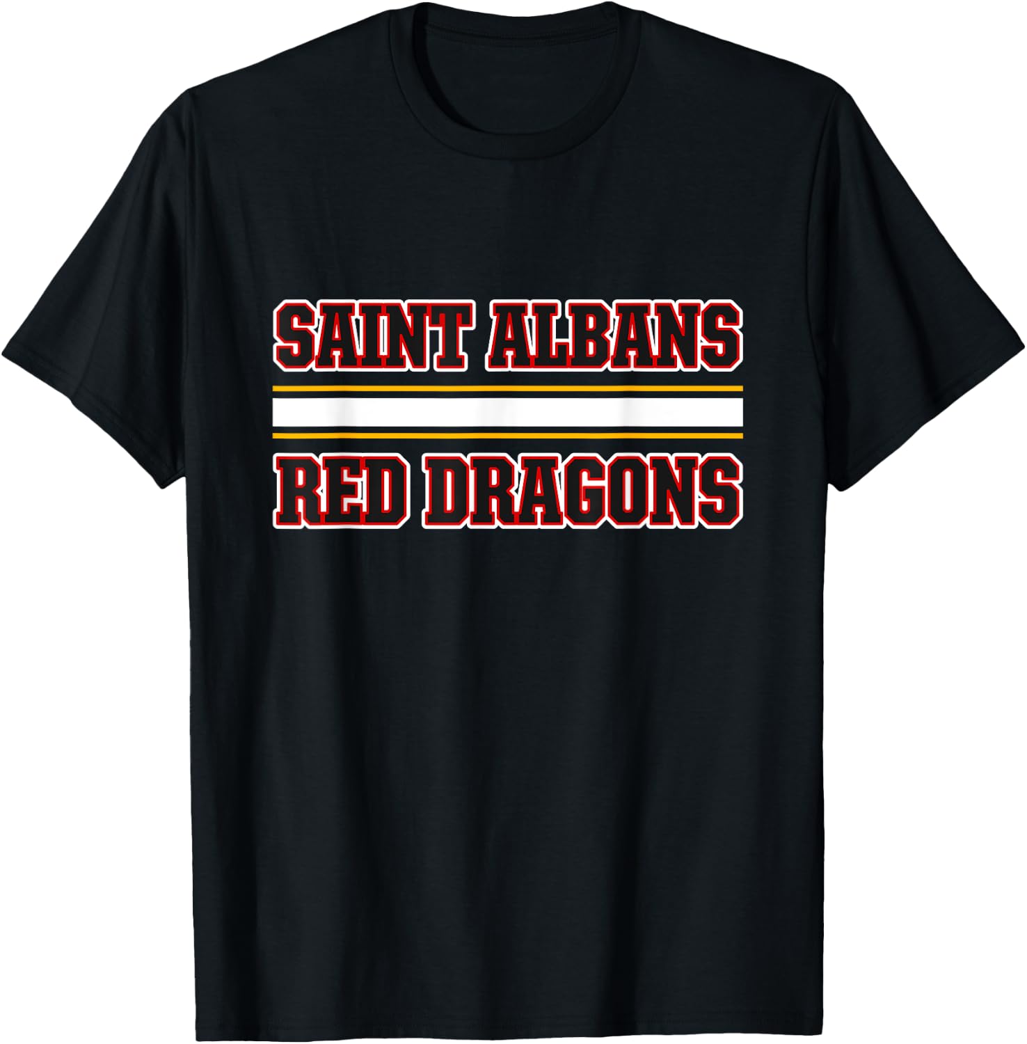 Saint Albans Red Dragons Horizontal Stripes T-Shirt - T-Shirt | Black