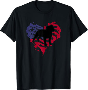 Patriotic Heart American Flag Staffordshire Bull Terrier Dog Women T-Shirt - T-Shirt | Black