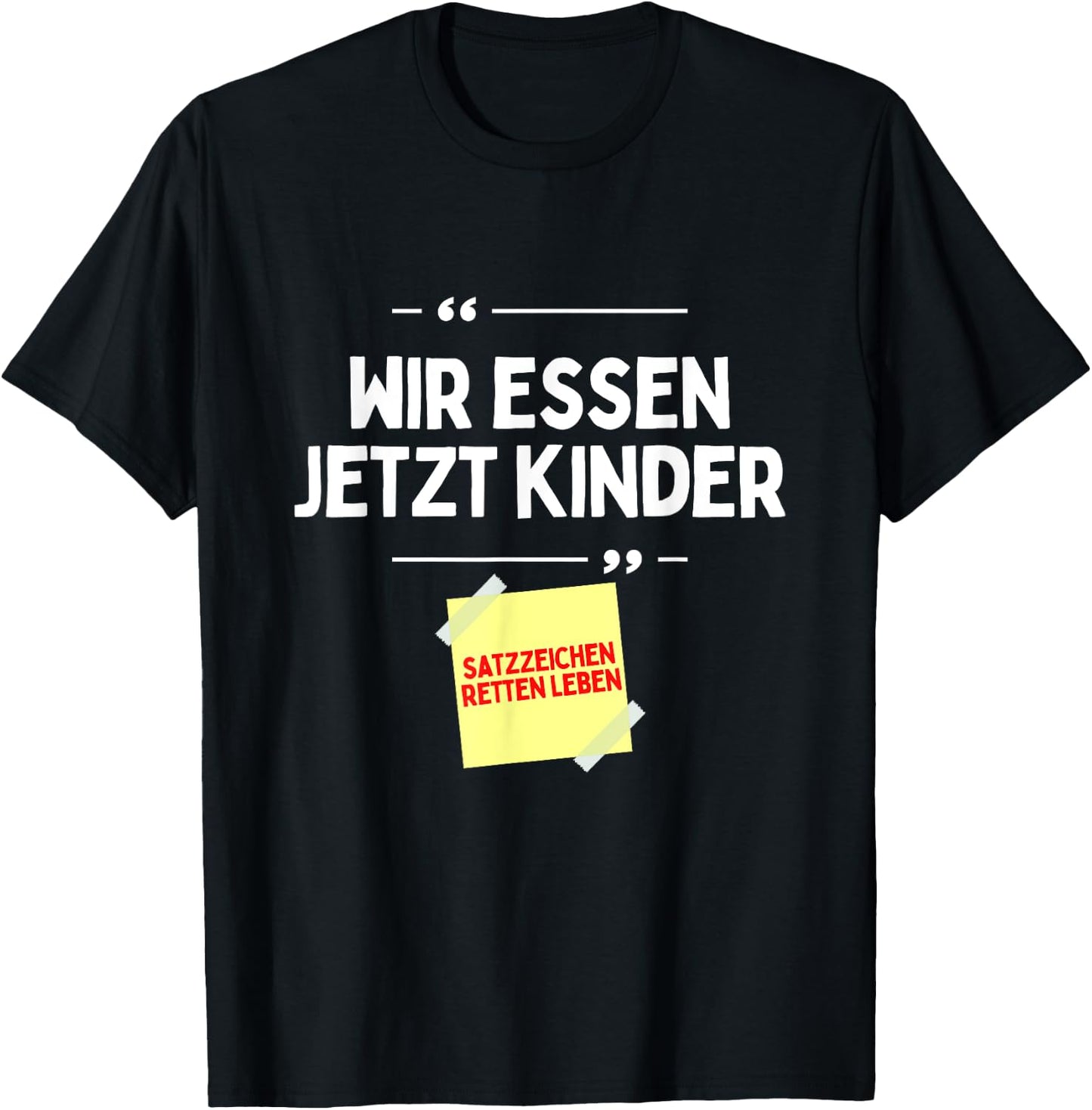 Komm wir Essen Kinder Satzzeichen Komma lustige Sprüche T-Shirt - T-Shirt | Black