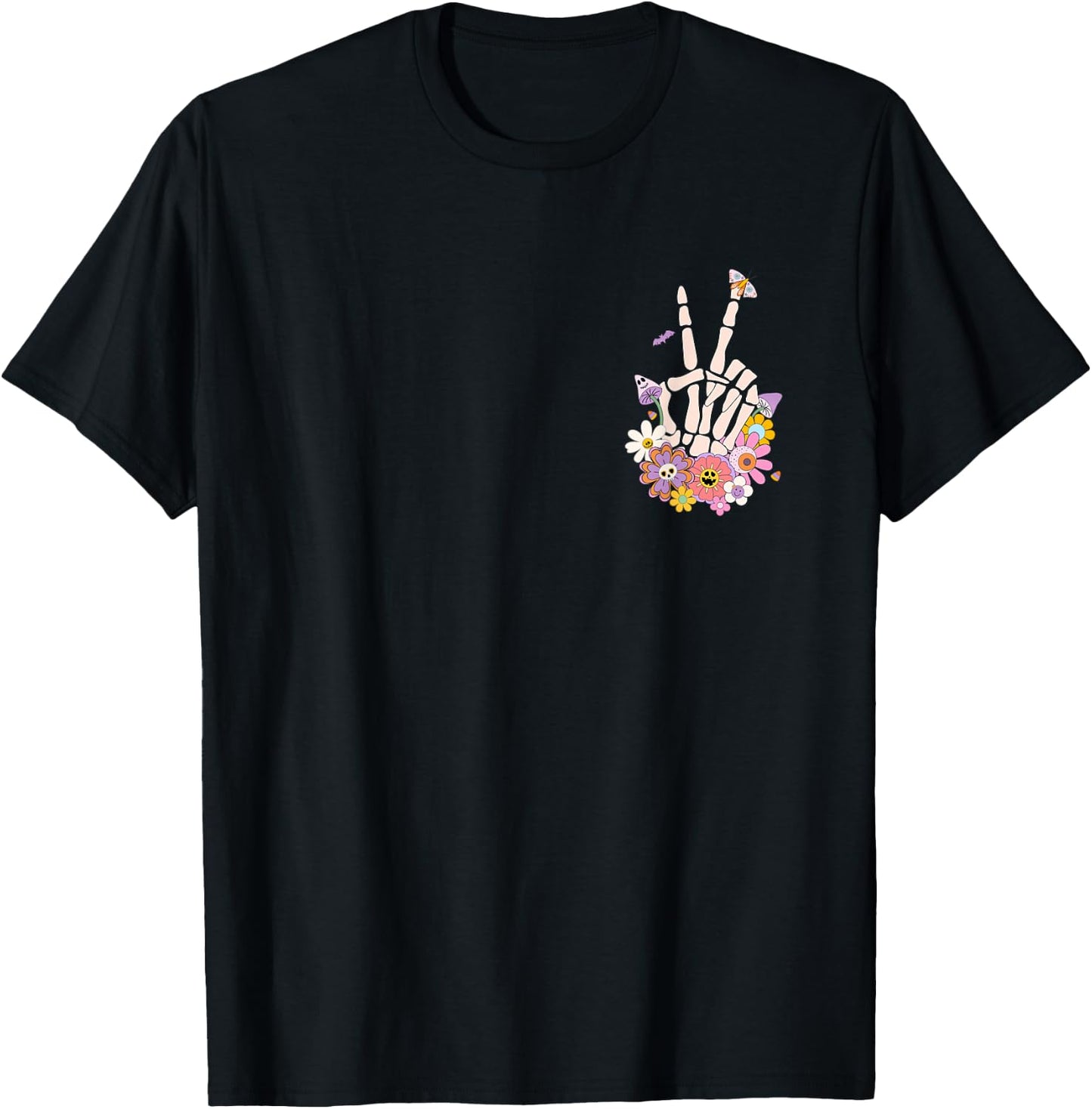 Protect Your Peace Flower Skull Skeleton Hand Mental Health T-Shirt - T-Shirt | Black