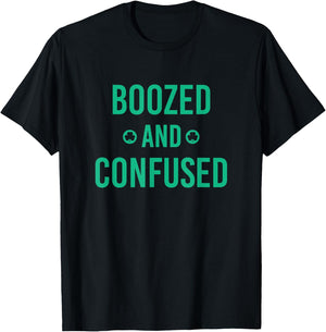 Boozed and Confused, Funny St. Patricks Day T-Shirt - T-Shirt | Black