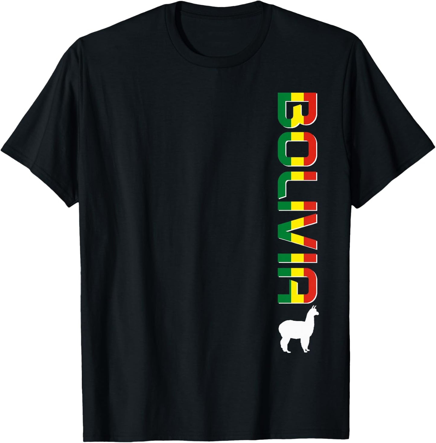 Bolivia Llama Alpaca Bolivian Flag Souvenir Vintage T-Shirt - T-Shirt | Black