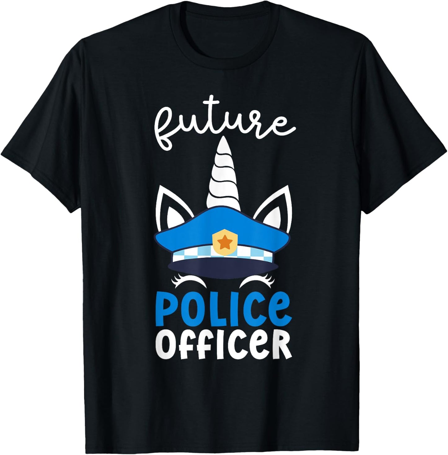 Future Police Officer Girl Unicorn Future Policeman Kids T-Shirt - T-Shirt | Black