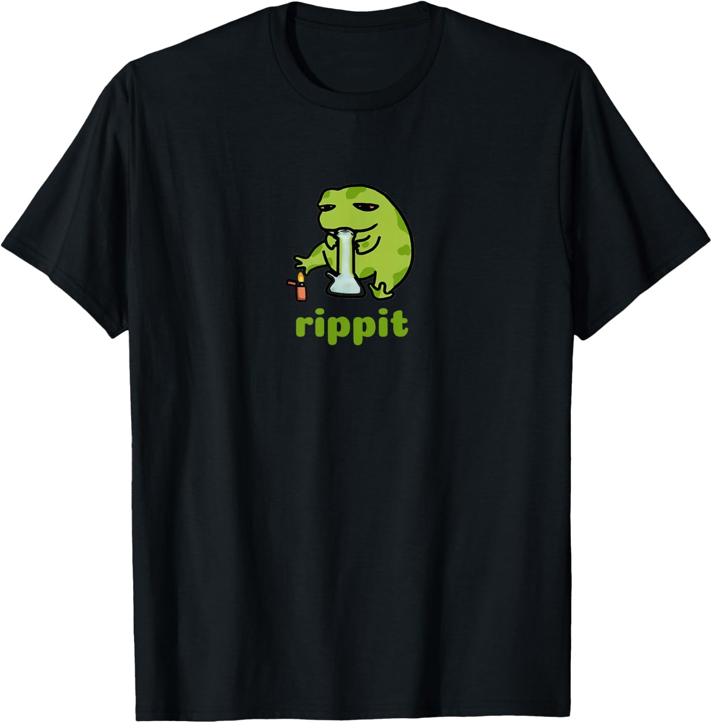Rippit Stoner Frog | Weed, Marijuana Smoker, Cannabis 420 T-Shirt - T-Shirt | Black