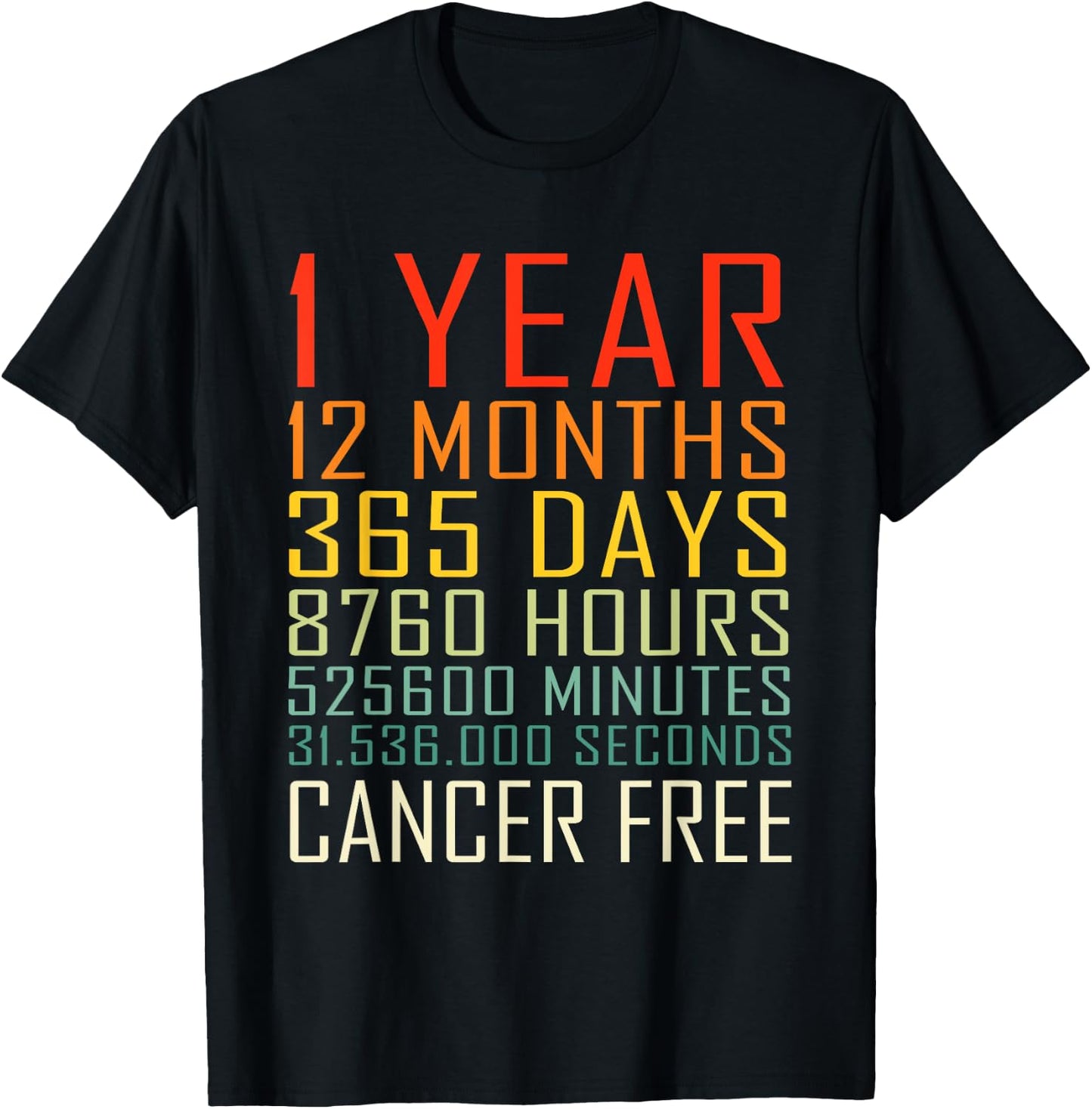 Vintage Cancer Awareness Vintage 1 Years Cancer Free T-Shirt - T-Shirt | Black