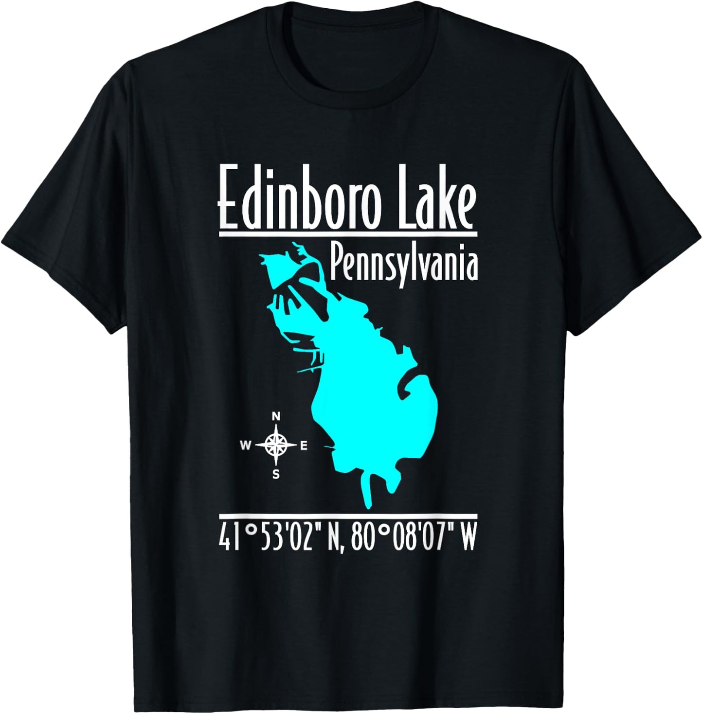 Modern Edinboro Lake - Pennsylvania T-Shirt - T-Shirt | Black