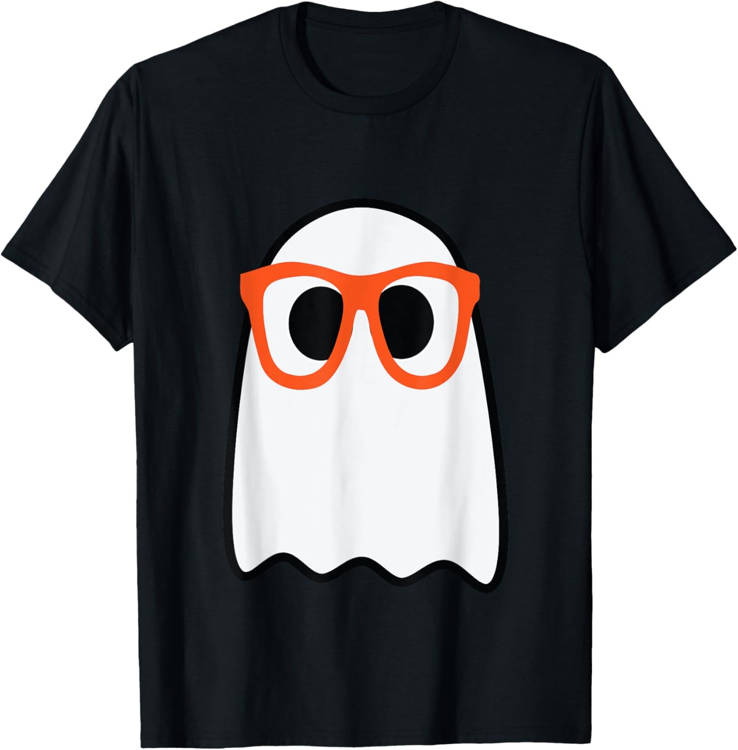 Nerdy Ghost Cute Orange Glasses Halloween Hipster Funny T-Shirt - T-Shirt | Black