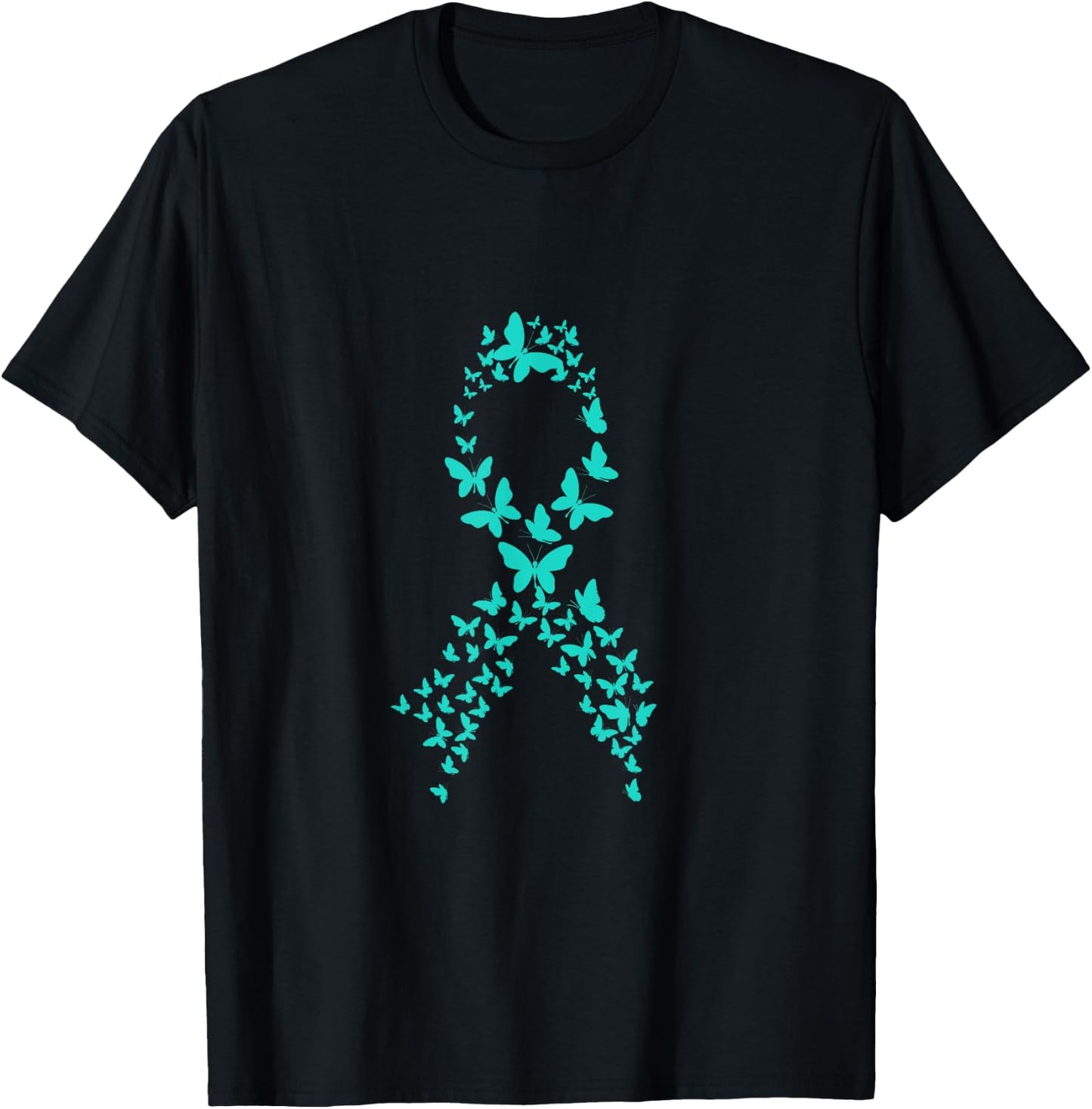 Teal Ribbon Ovarian Cancer Awareness T-Shirt - T-Shirt | Black