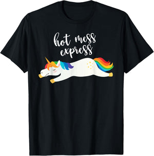 Hot Mess Express Funny Magical Unicorn T-Shirt - T-Shirt | Black
