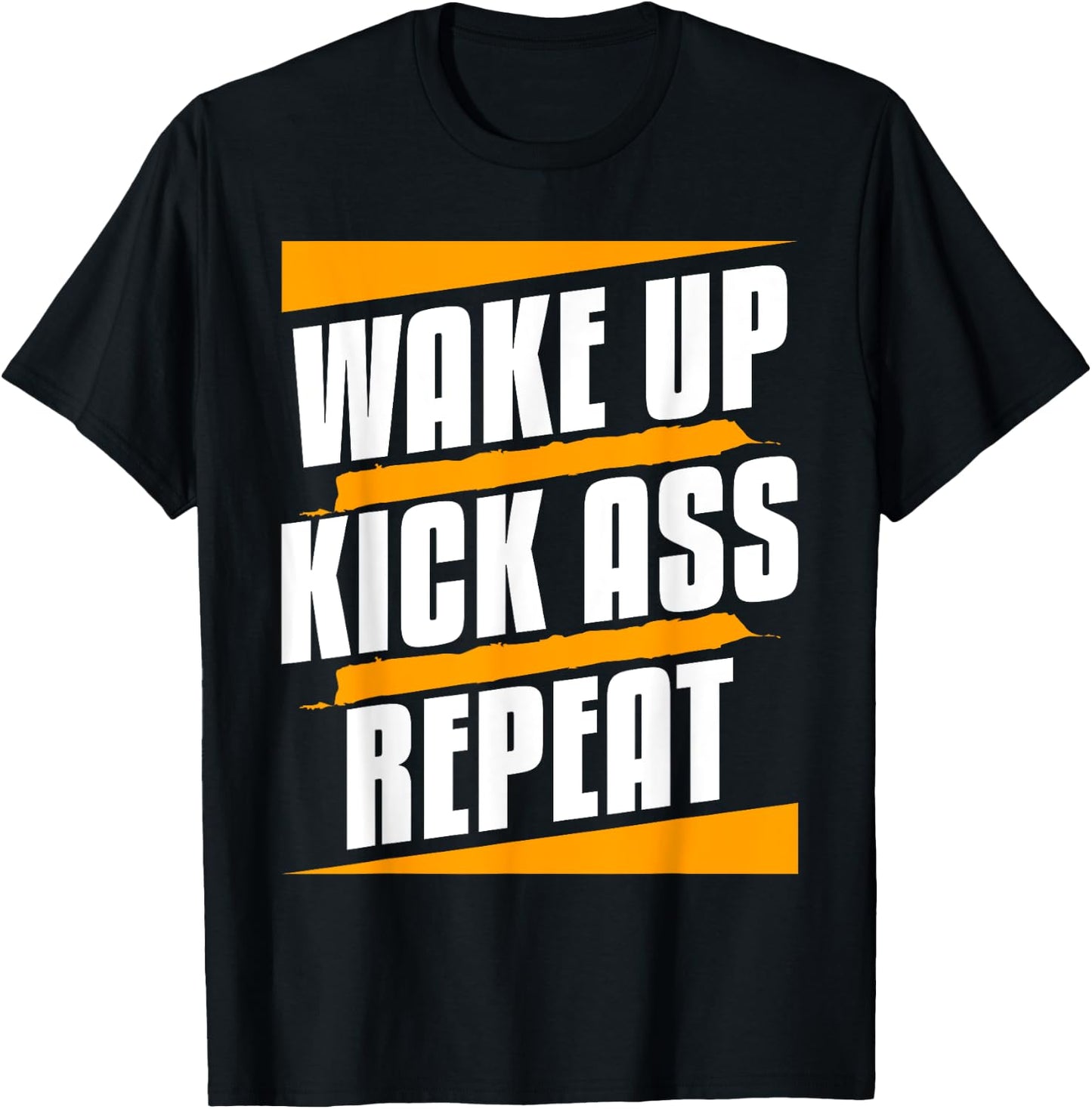 Wake Up Kickass Repeat Funny Workout Exercise Gym Fitness T-Shirt - T-Shirt | Black