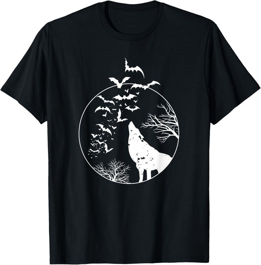 Scary bats werewolf wolf Halloween costume T-Shirt - T-Shirt | Black