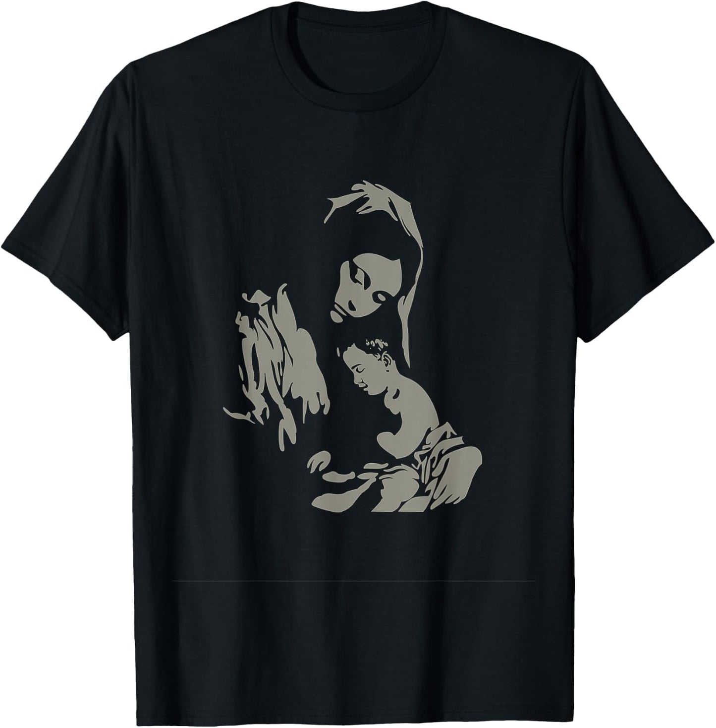 Our Lady Virgin Mary with Baby Jesus Catholic Sacred Apparel T-Shirt - T-Shirt | Black