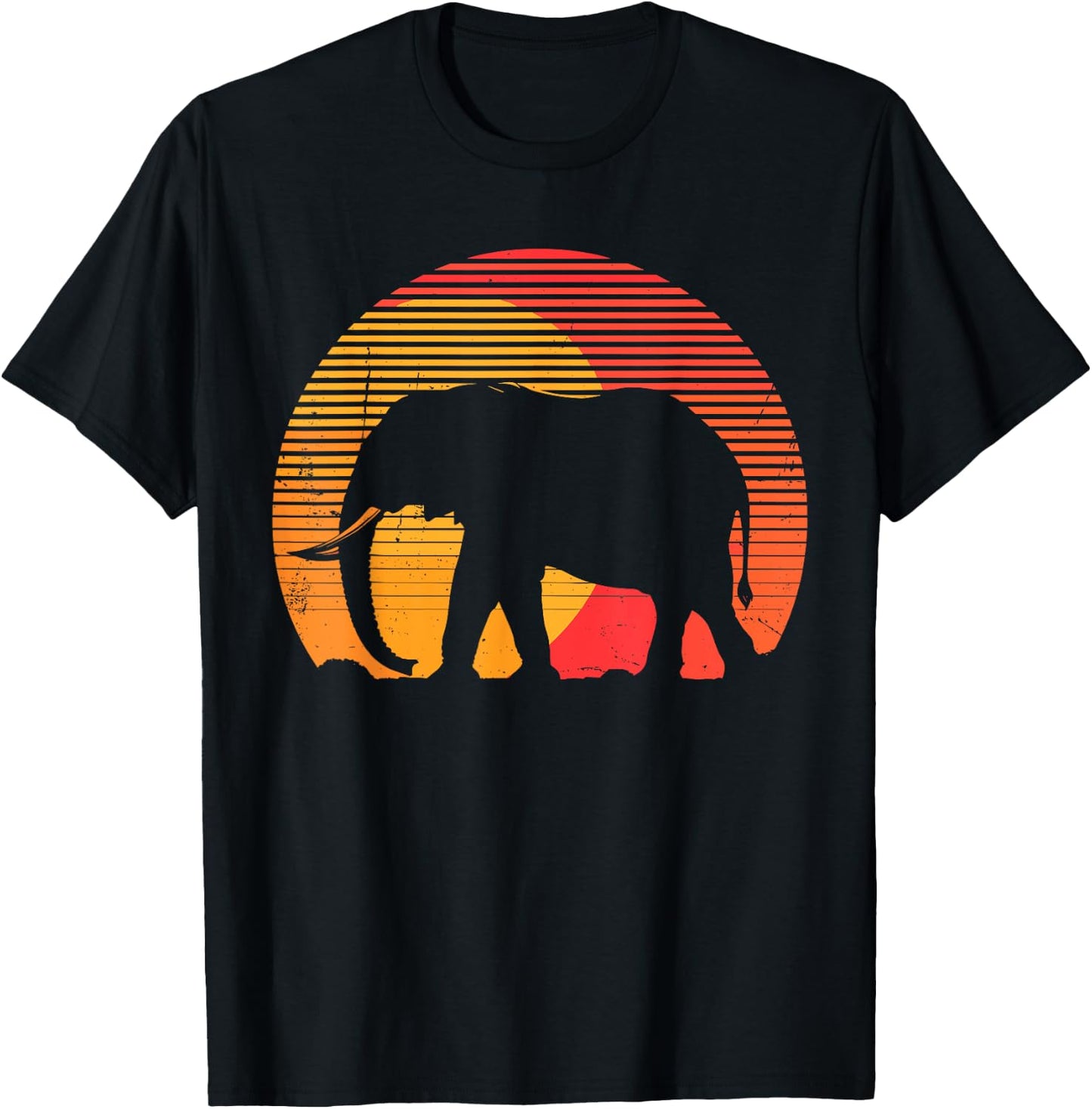 Retro Vintage Elephant 70s 80s Elephant Wild Animals Lover T-Shirt - T-Shirt | Black