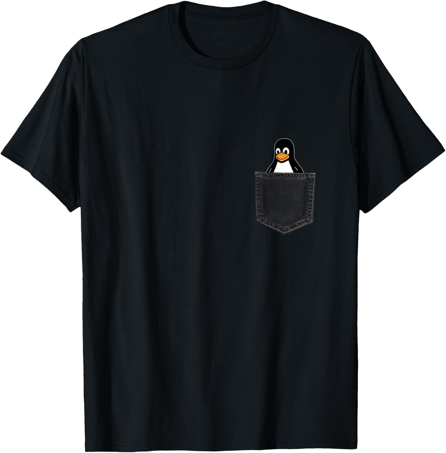 Linux Tux In A Pocket Penguin in Chest Pocket Admin T-Shirt - T-Shirt | Black