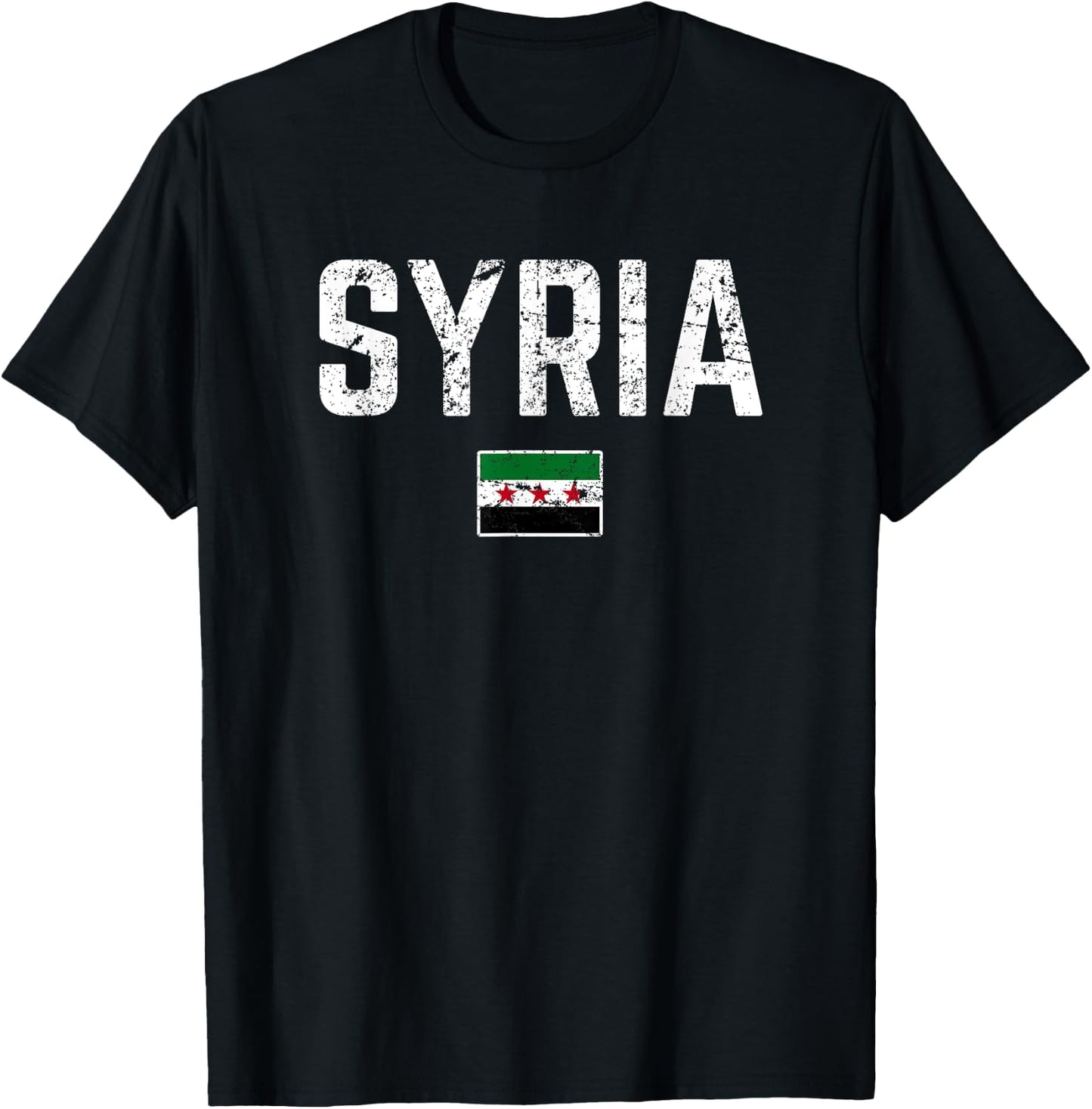 SYRIA Flag Vintage | Men Women Kids | SYRIA T-Shirt - T-Shirt | Black
