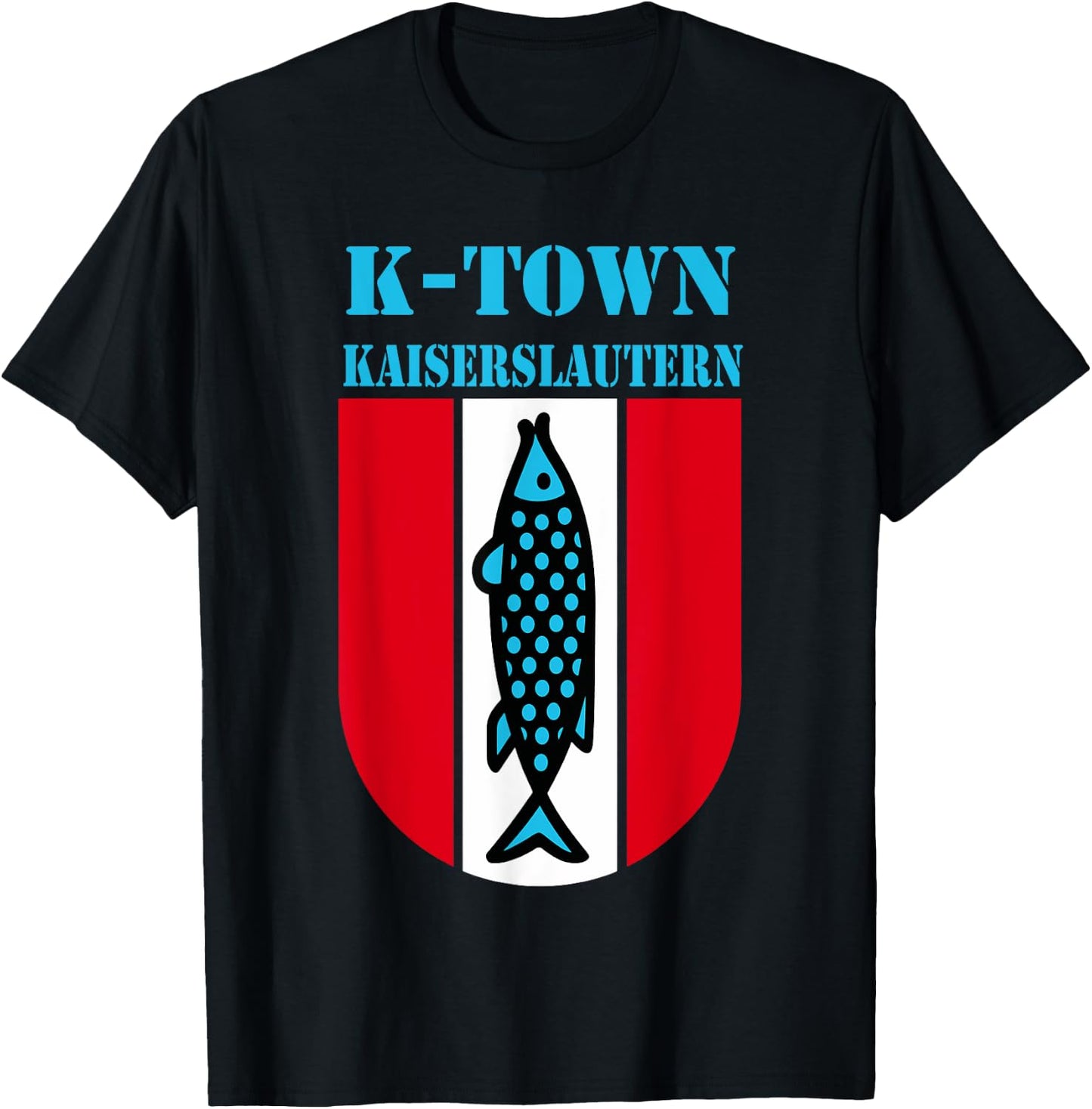 K-Town Kaiserslautern Deutschland Fisch Emblem Vintage T-Shirt - T-Shirt | Black