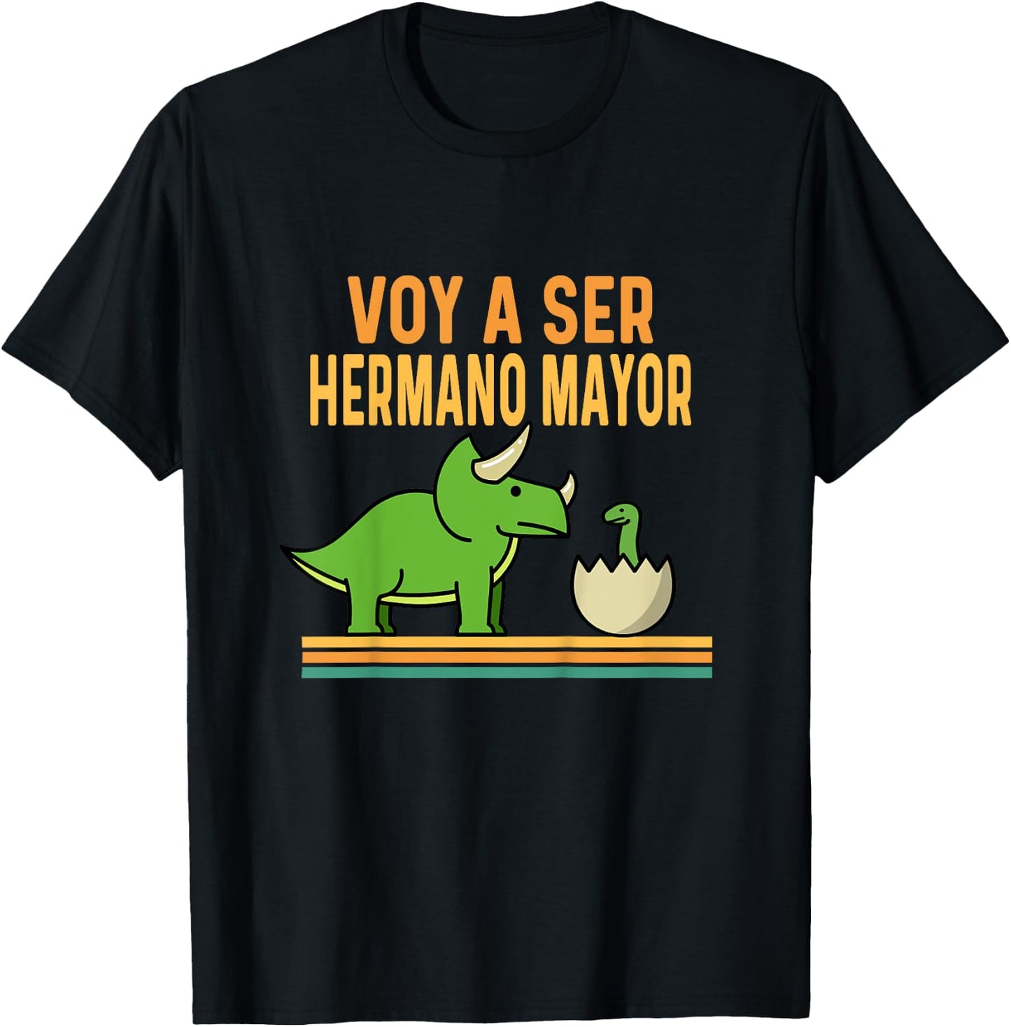 Children's Voy A Ser Hermano Mayor Baby Triceratops Dinosaur , black T-Shirt - T-Shirt | Black