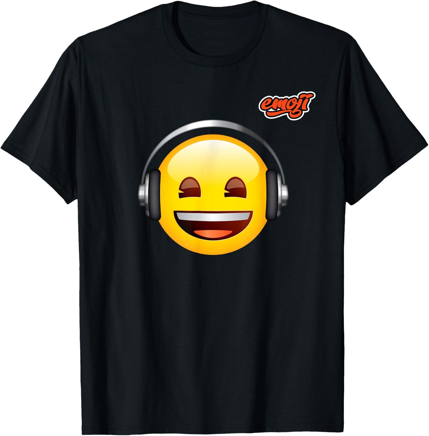 casques musique visage heureux Brillant T-Shirt - T-Shirt | Black