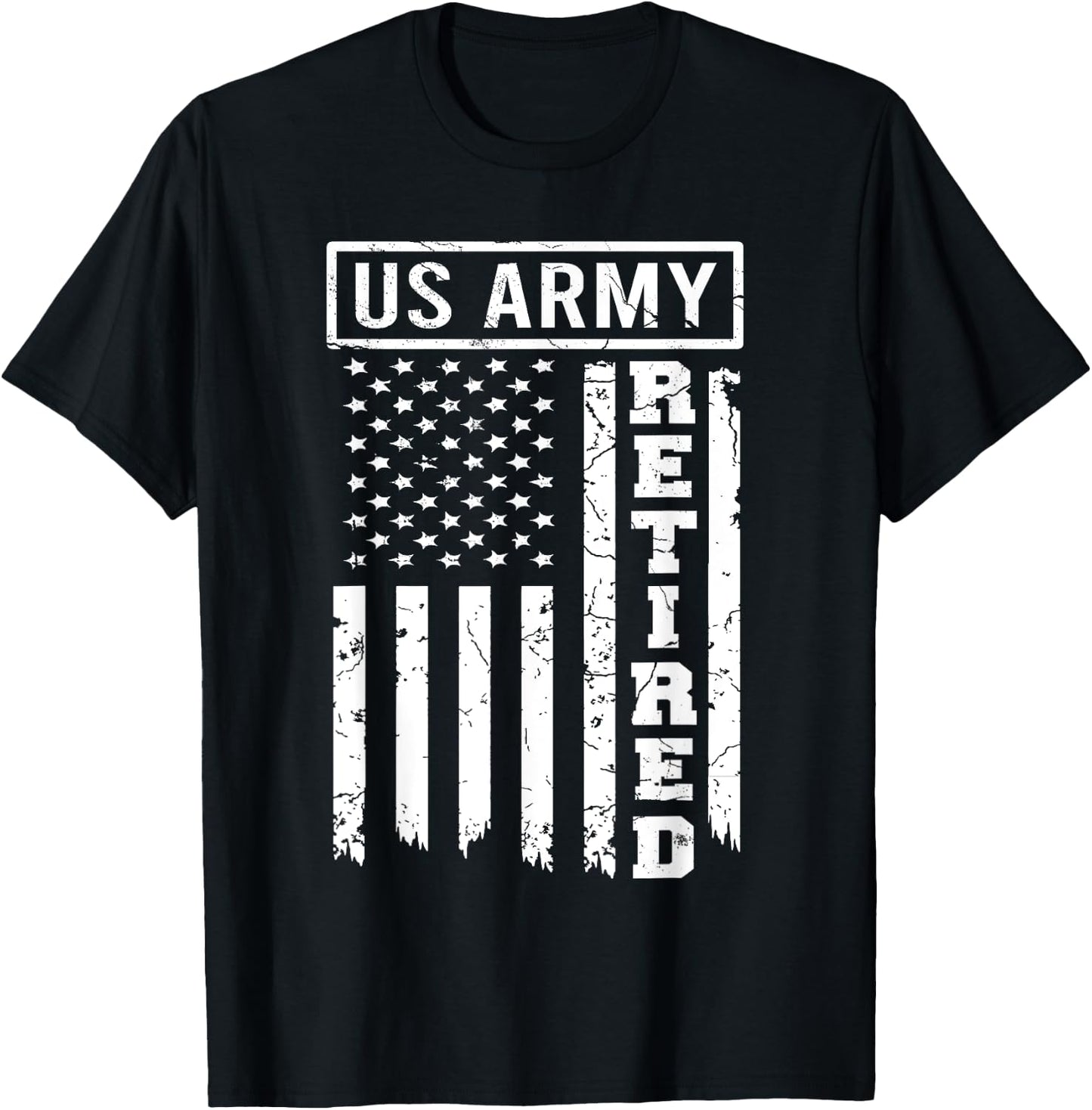 Retired US Army American Flag Retirement 2021 Men Women T-Shirt - T-Shirt | Black