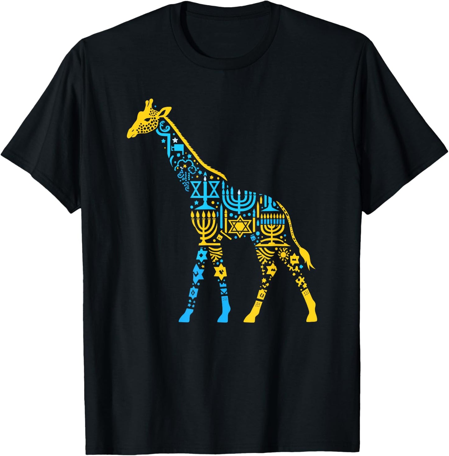 Giraffe Menorah Dreidel Jewish Hanukkah Kids T-Shirt - T-Shirt | Black