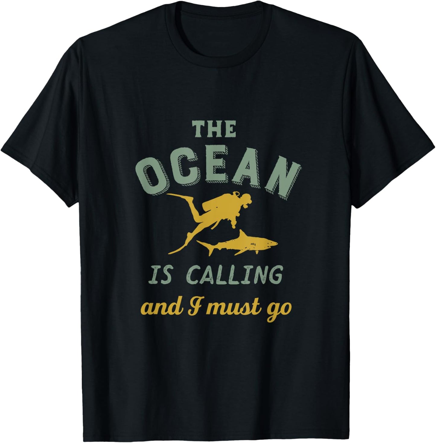 Vintage Scuba Diving for Diver The Ocean Is Calling T-Shirt - T-Shirt | Black