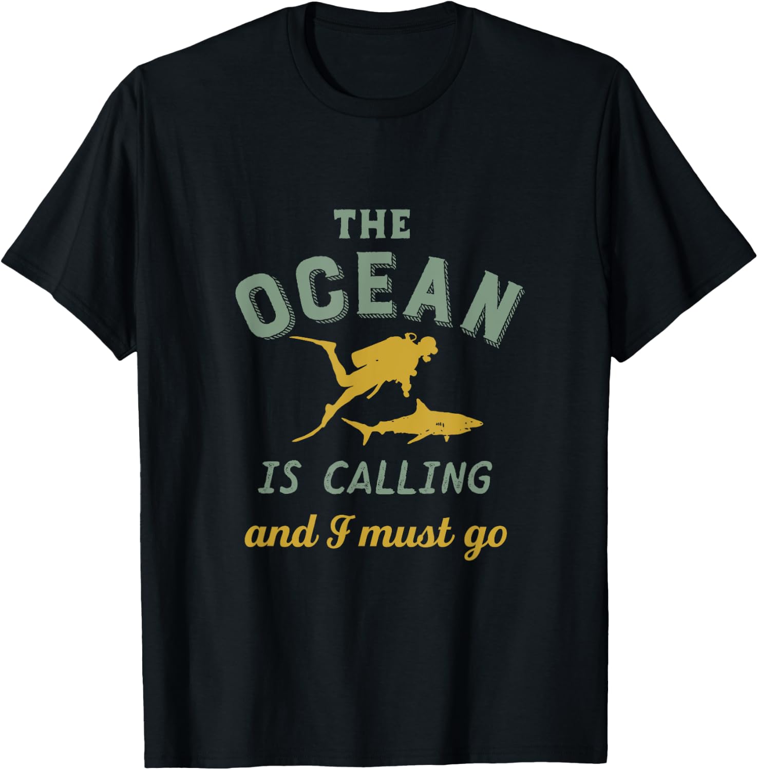 Vintage Scuba Diving for Diver The Ocean Is Calling T-Shirt - T-Shirt | Black