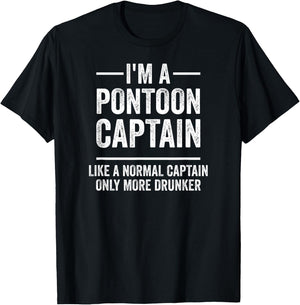 Pontoon Captain Like A Regular Captain I Funny Pontoon T-Shirt - T-Shirt | Black