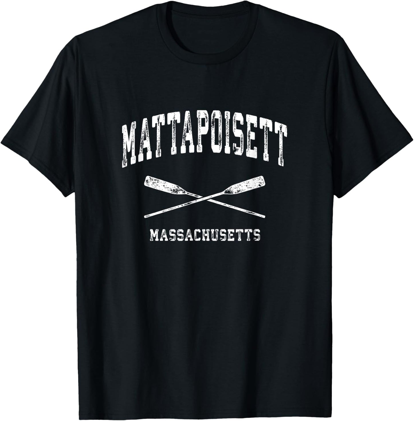 Mattapoisett Massachusetts Vintage Nautical Crossed Oars T-Shirt - T-Shirt | Black