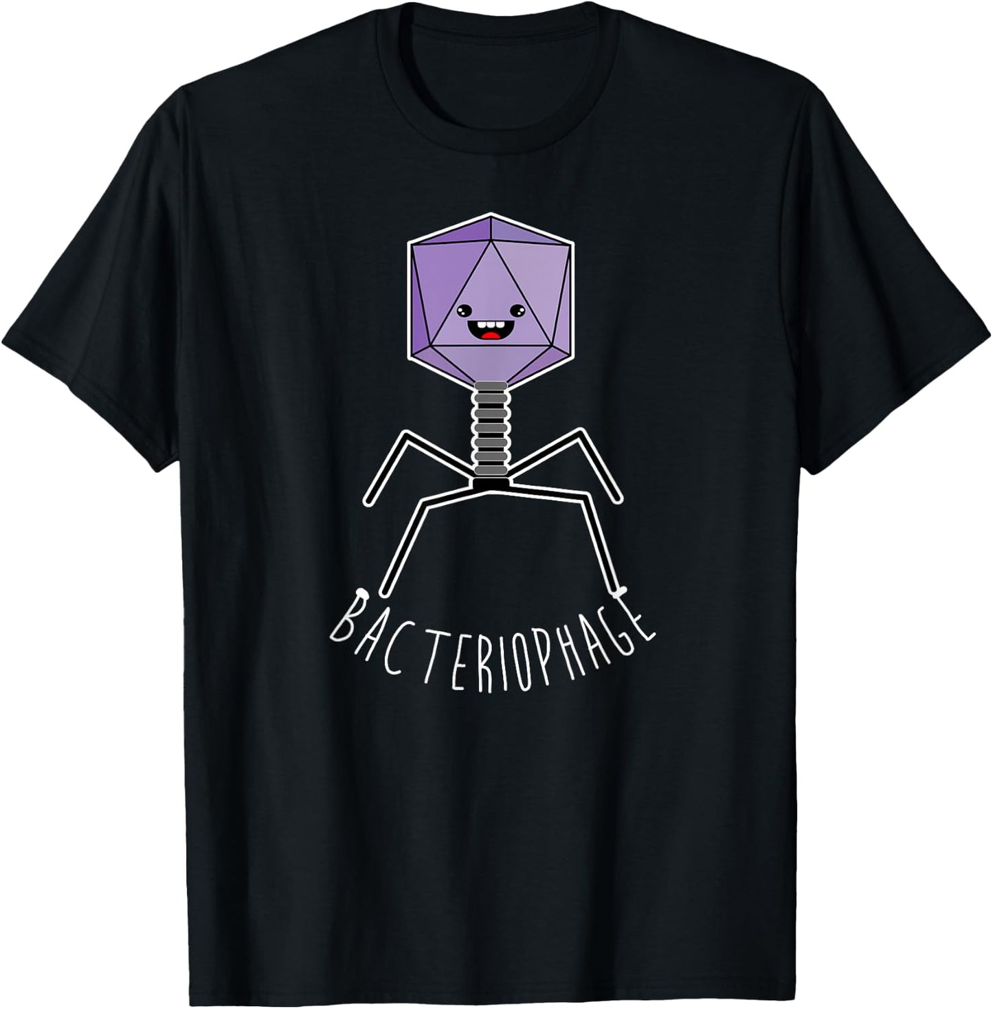 Cute Anime Bacteriophage Microorganism Microbiology T-Shirt - T-Shirt | Black