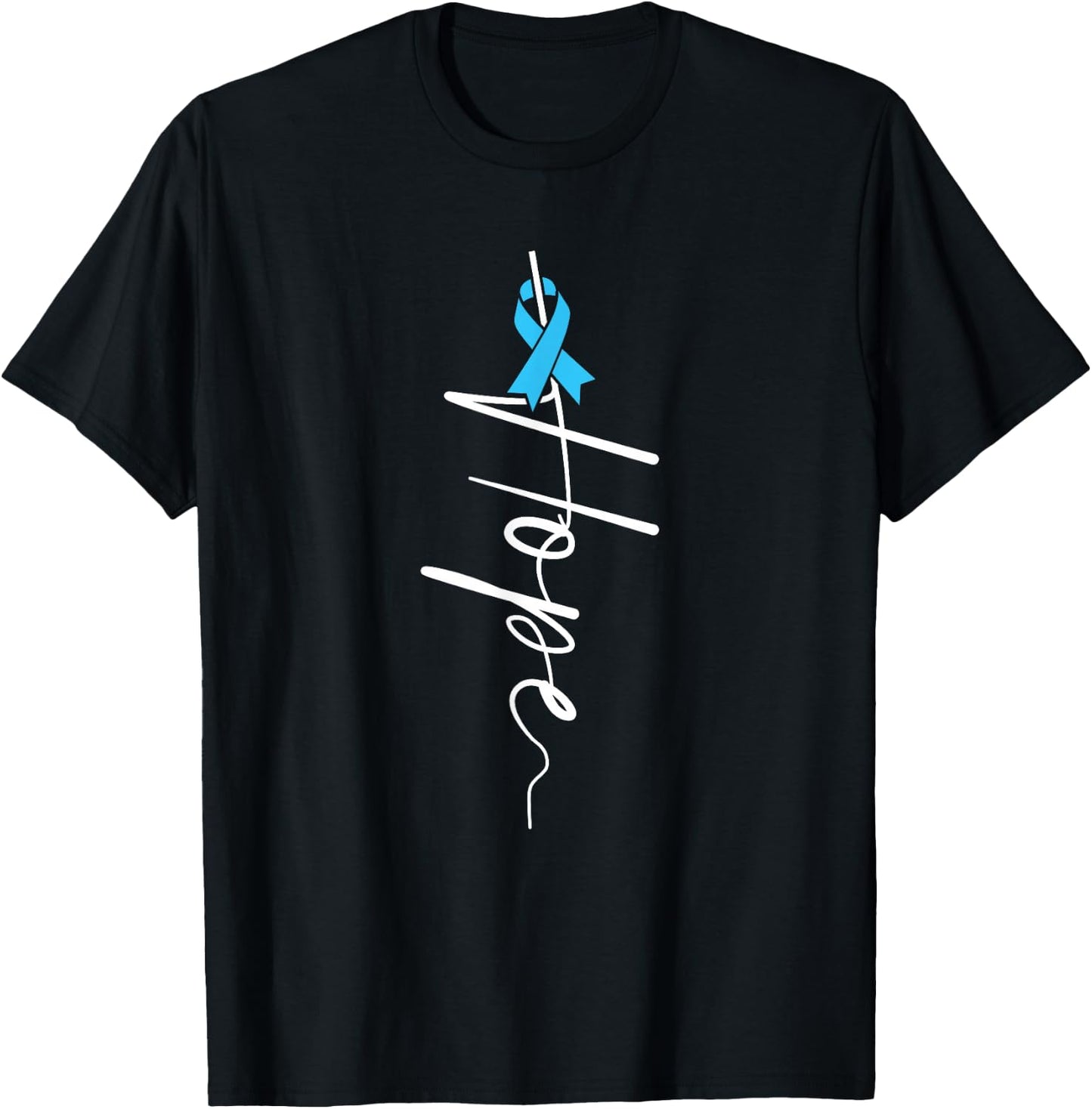 Hope Light Blue Ribbon Survivor Prostate Cancer Awareness T-Shirt - T-Shirt | Black