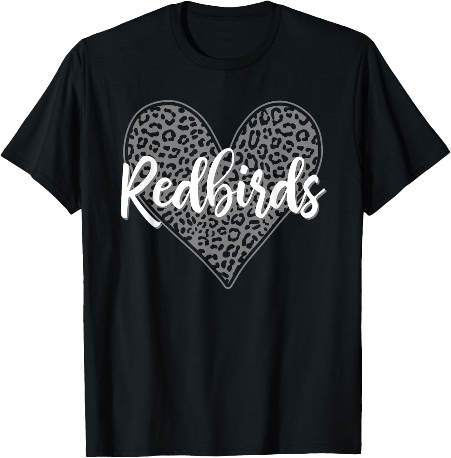 Redbirds Alton Leopard Heart Pattern HS T-Shirt - T-Shirt | Black