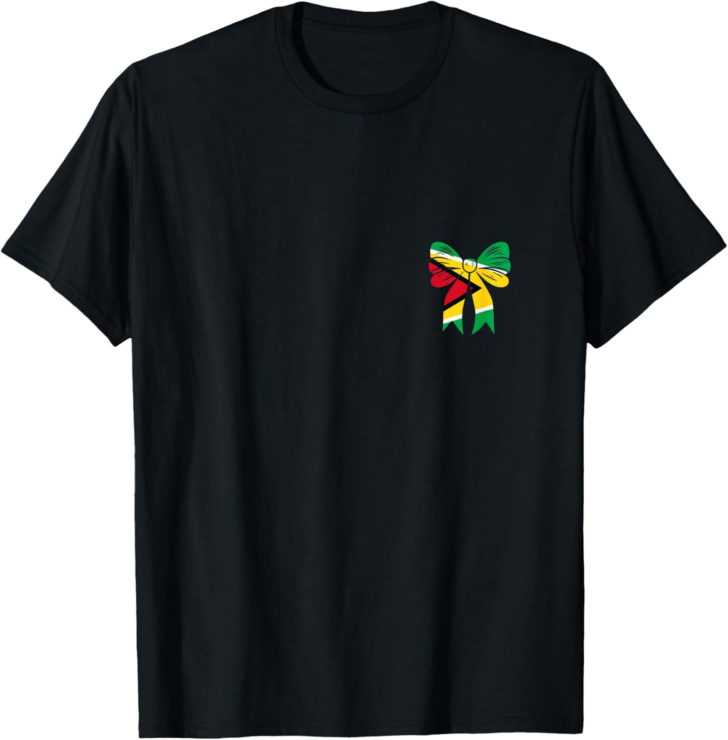 Guyanese Flag Coquette Bow Guyana Pride Dainty Ribbon Girls T-Shirt - T-Shirt | Black