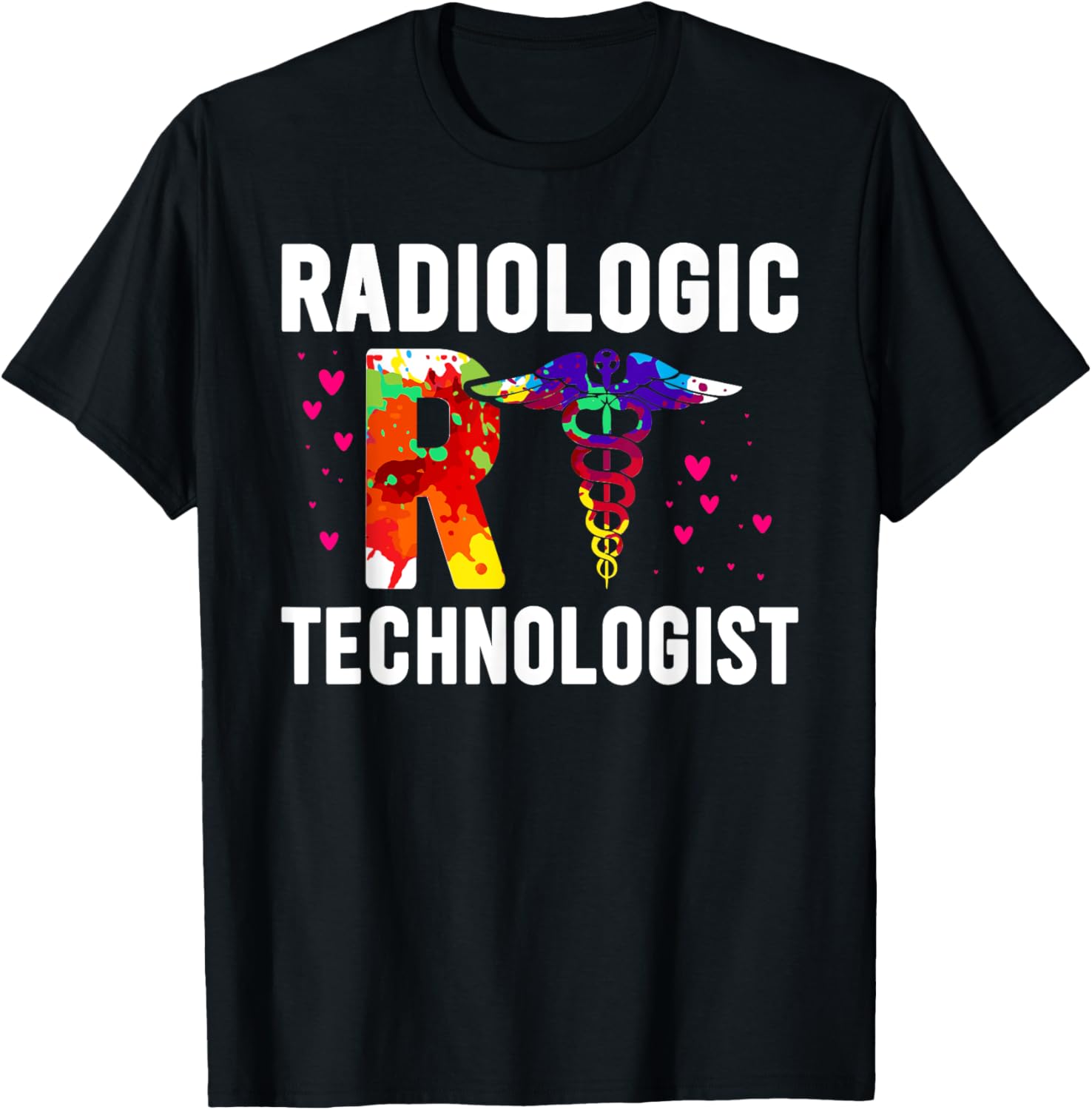 Colorful Radiologic Technologist RT Radiology X-Ray Rad Tech T-Shirt - T-Shirt | Black