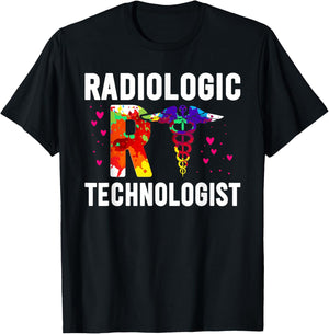 Colorful Radiologic Technologist RT Radiology X-Ray Rad Tech T-Shirt - T-Shirt | Black