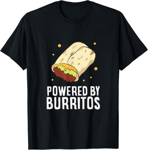 Mexican Food Love Powered By Burritos I Love Burritos T-Shirt - T-Shirt | Black