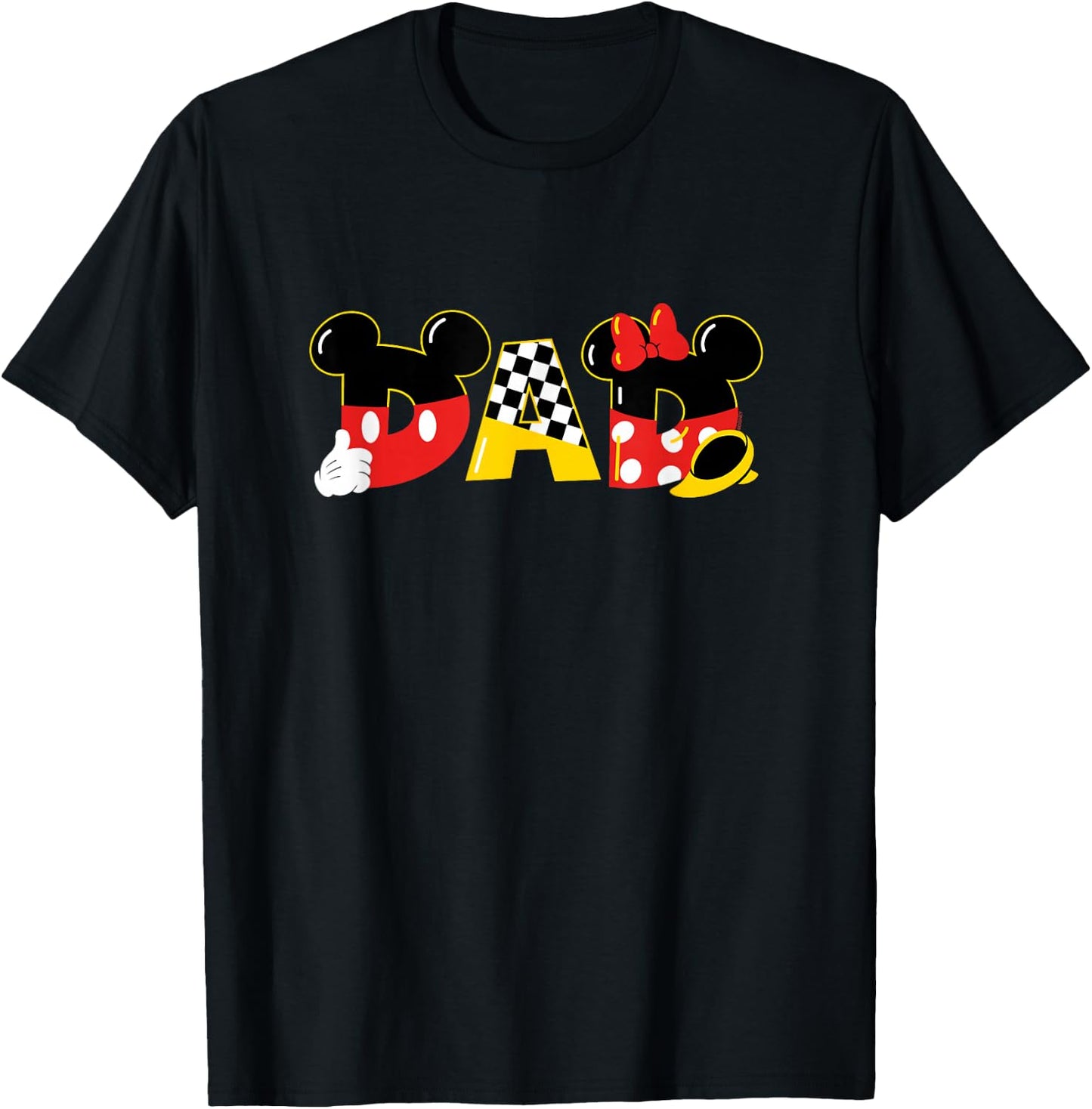 Disney Mickey Mouse & Minnie Mouse Dad Father's Day Birthday , Black, S T-Shirt - T-Shirt | Black